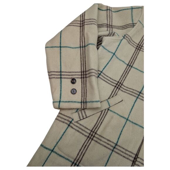 Vtg 40s Jumbo Jac Wool Jacket Mens L /XL Cream Plaid Merrill Woolen Mills 1940s - Picture 6 of 13